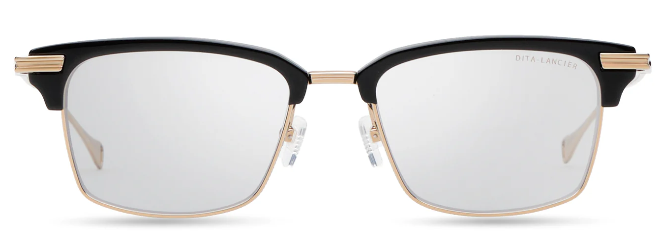 DITA DLX439 Square Eyeglasses in Clear Shiny Black Gold Sand, front view