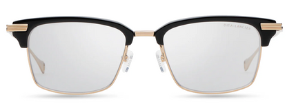 DITA DLX439 Square Eyeglasses in Clear Shiny Black Gold Sand, front view