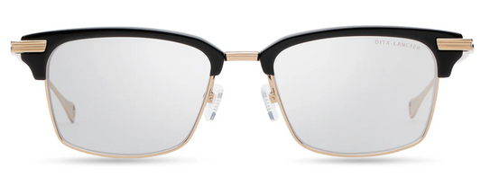 DITA DLX439 Square Eyeglasses in Clear Shiny Black Gold Sand, front view
