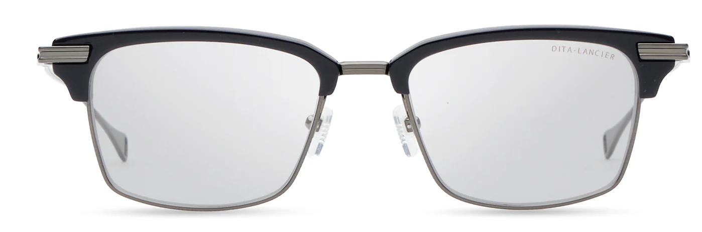 DITA DLX439 Square Eyeglasses in Clear Navy Brushed Antique Silver, front view