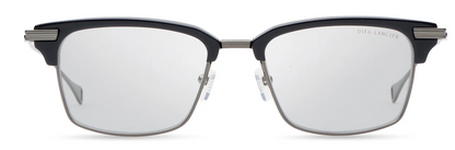 DITA DLX439 Square Eyeglasses in Clear Navy Brushed Antique Silver, front view