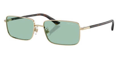Jimmy Choo JC4027/S Rectangle Sunglasses in Green / Pale Gold, angle view