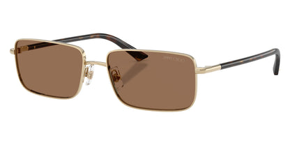Jimmy Choo JC4027/S Rectangle Sunglasses in Dark Brown / Pale Gold, angle view