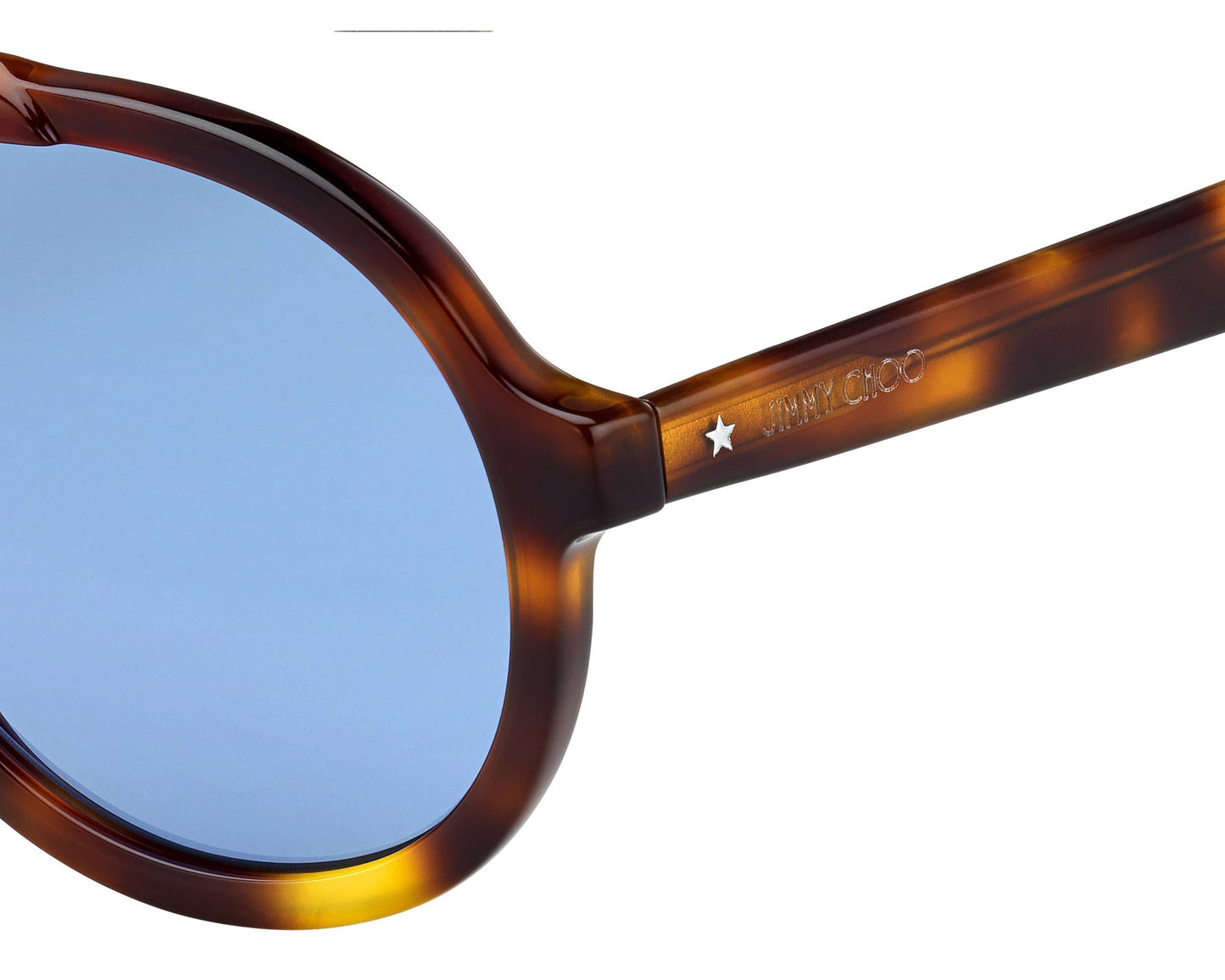 Jimmy Choo RON/S Pilot Sunglasses in Blue Avio / Havana Black, detail view