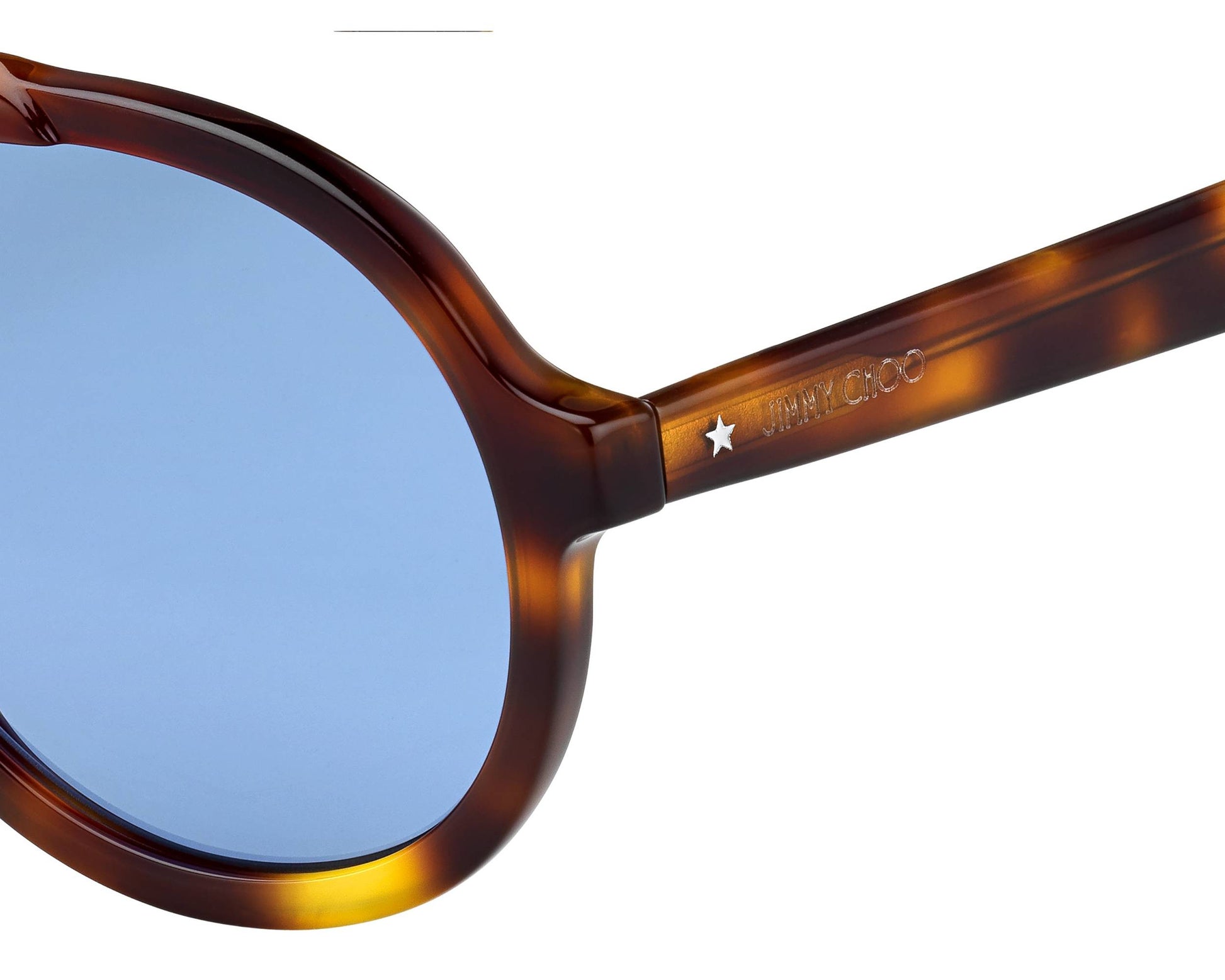 Jimmy Choo RON/S Pilot Sunglasses in Blue Avio / Havana Black, detail view