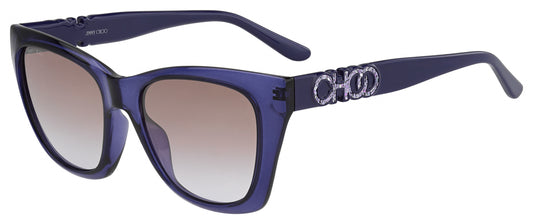 Jimmy Choo RIKKI/G/S Cat Eye Sunglasses in Gradient Brown / Transparent Purple, angle view