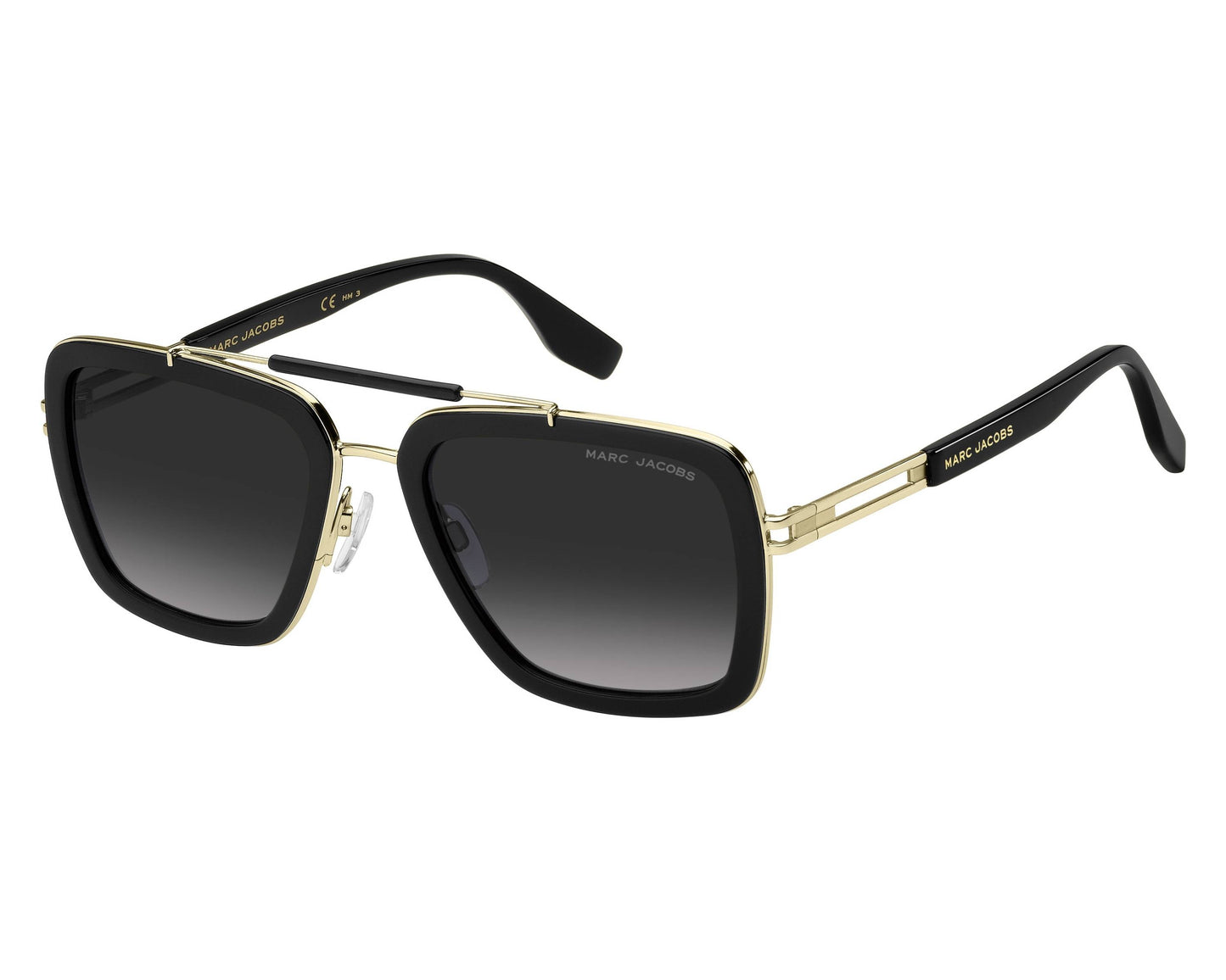 Marc Jacobs MARC 674/S Pilot Sunglasses in Grey Gradient / Black On Gold, front view