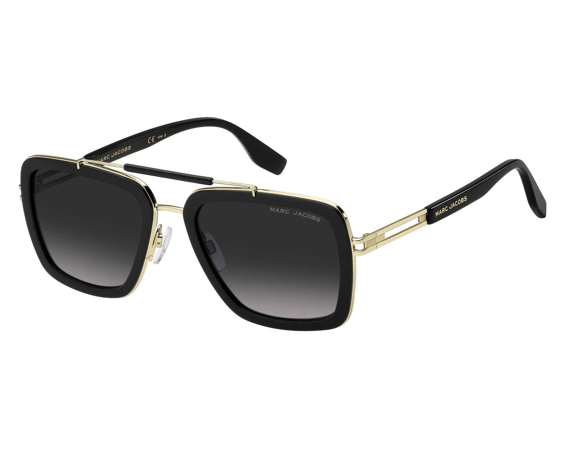 Marc Jacobs MARC 674/S Pilot Sunglasses in Grey Gradient / Black On Gold, front view