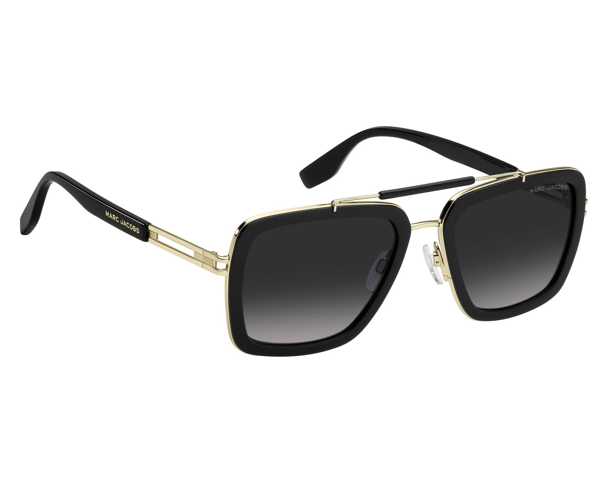 Marc Jacobs MARC 674/S Pilot Sunglasses in Grey Gradient / Black On Gold, angle view