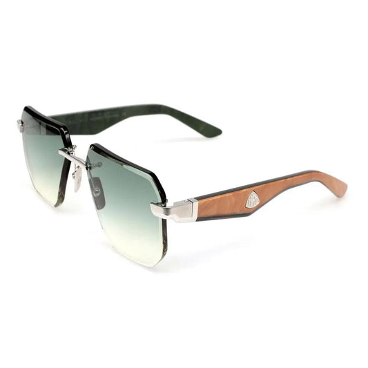 Maybach THE VISIONIST SUN 1 Rectangle Sunglasses in Green Gradient / Palladium, front view