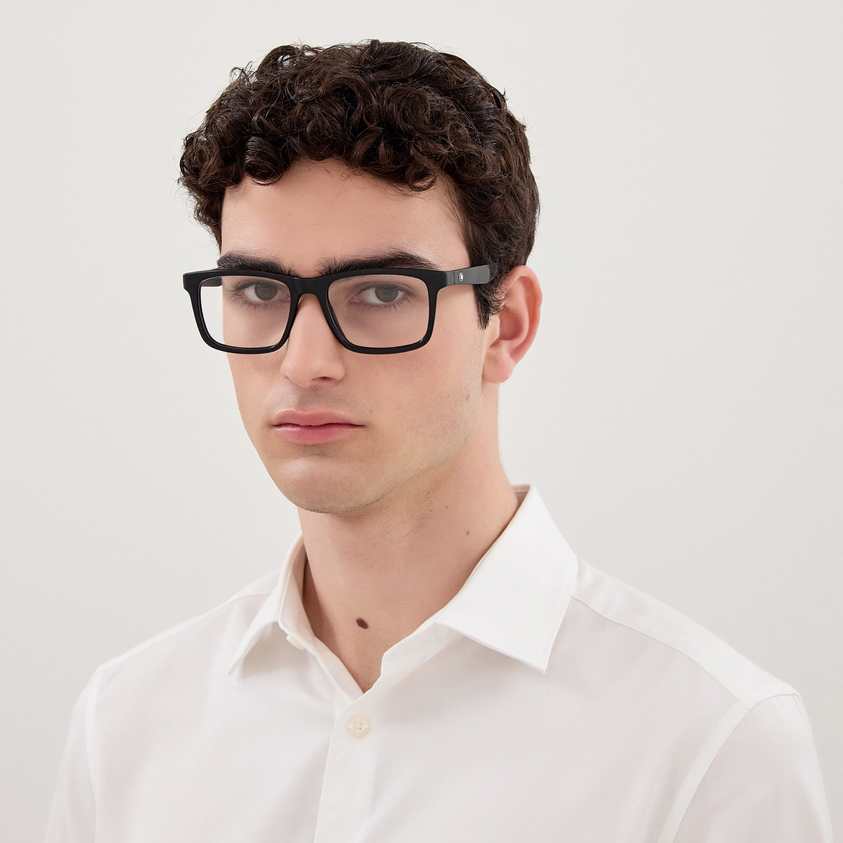Montblanc MB0434O Square Eyeglasses in Black, detail view