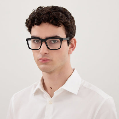 Montblanc MB0434O Square Eyeglasses in Black, detail view