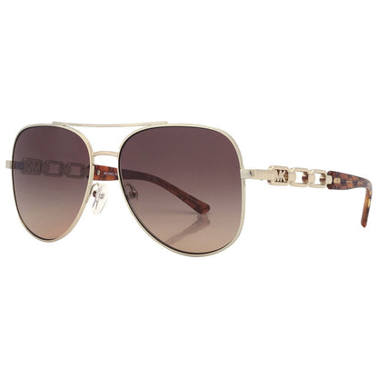 Michael Kors MK1121/S Pilot Sunglasses in Brown Gray Gradient Mirrored / Light Gold, angle view