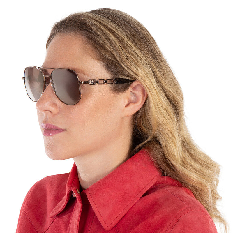 Michael Kors MK1121/S Pilot Sunglasses in Silver Flash / Caramel Mink Beige, side view