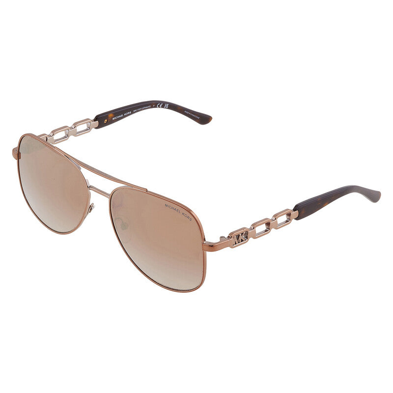 Michael Kors MK1121/S Pilot Sunglasses in Silver Flash / Caramel Mink Beige, back view