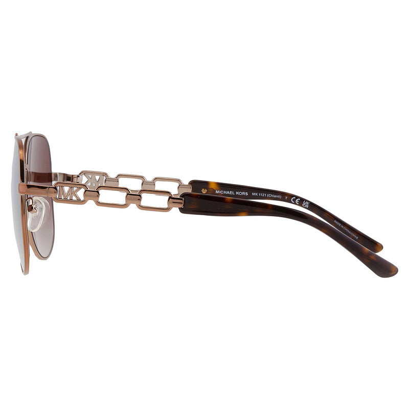 Michael Kors MK1121/S Pilot Sunglasses in Silver Flash / Caramel Mink Beige, detail view