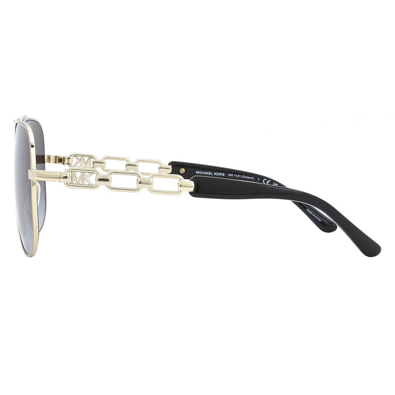 Michael Kors MK1121/S Pilot Sunglasses in Dark Grey Gradient / Gold, angle view