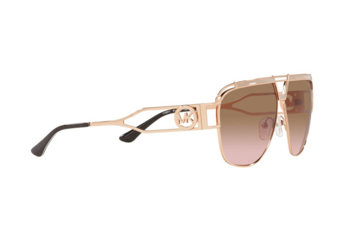 Michael Kors MK1102/S Aviator Sunglasses in Brown Pink Gradient / Rose Gold, detail view