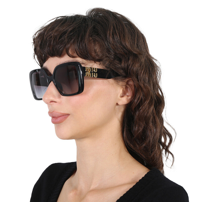 Miu Miu MU10YS Square Sunglasses in Grey Gradient/Black, angle view