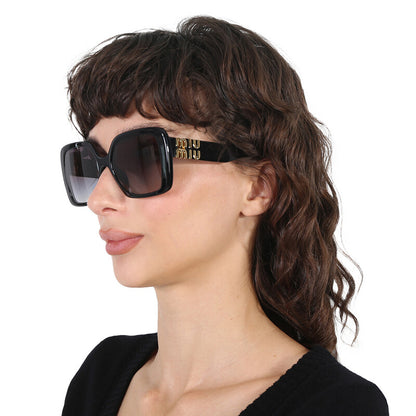 Miu Miu MU10YS Square Sunglasses in Grey Gradient/Black, angle view