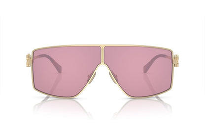 Miu Miu MU51ZS Geometric Sunglasses in Bordeaux Red Pale Gold, back view