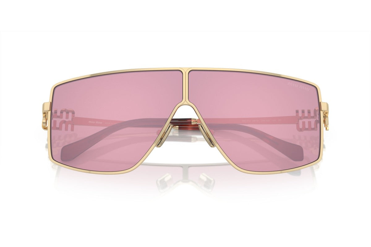 Miu Miu MU51ZS Geometric Sunglasses in Bordeaux Red Pale Gold, detail view