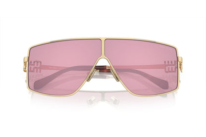 Miu Miu MU51ZS Geometric Sunglasses in Bordeaux Red Pale Gold, detail view