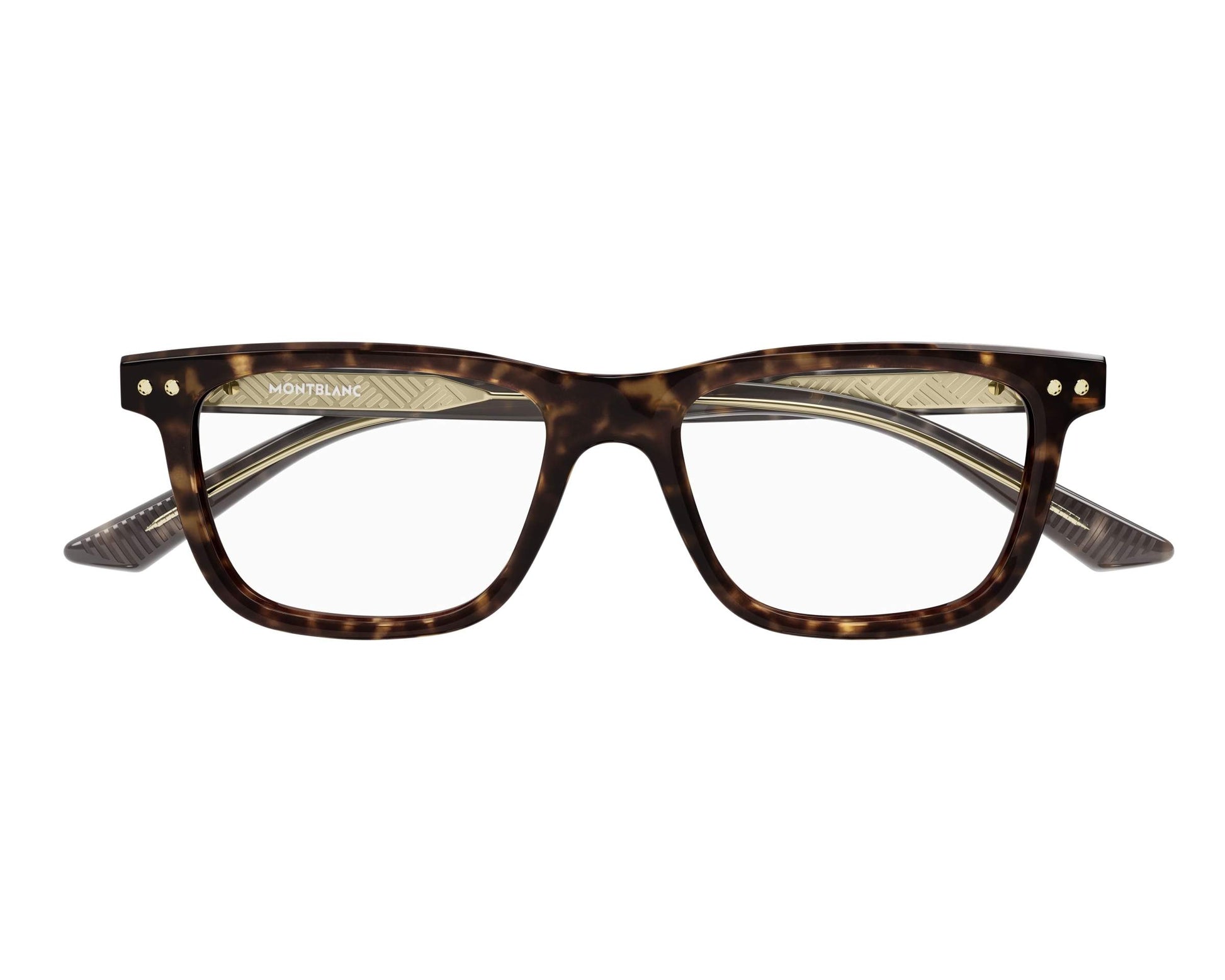 Montblanc MB0322O Rectangle Eyeglasses in Shiny Dark Havana, front view