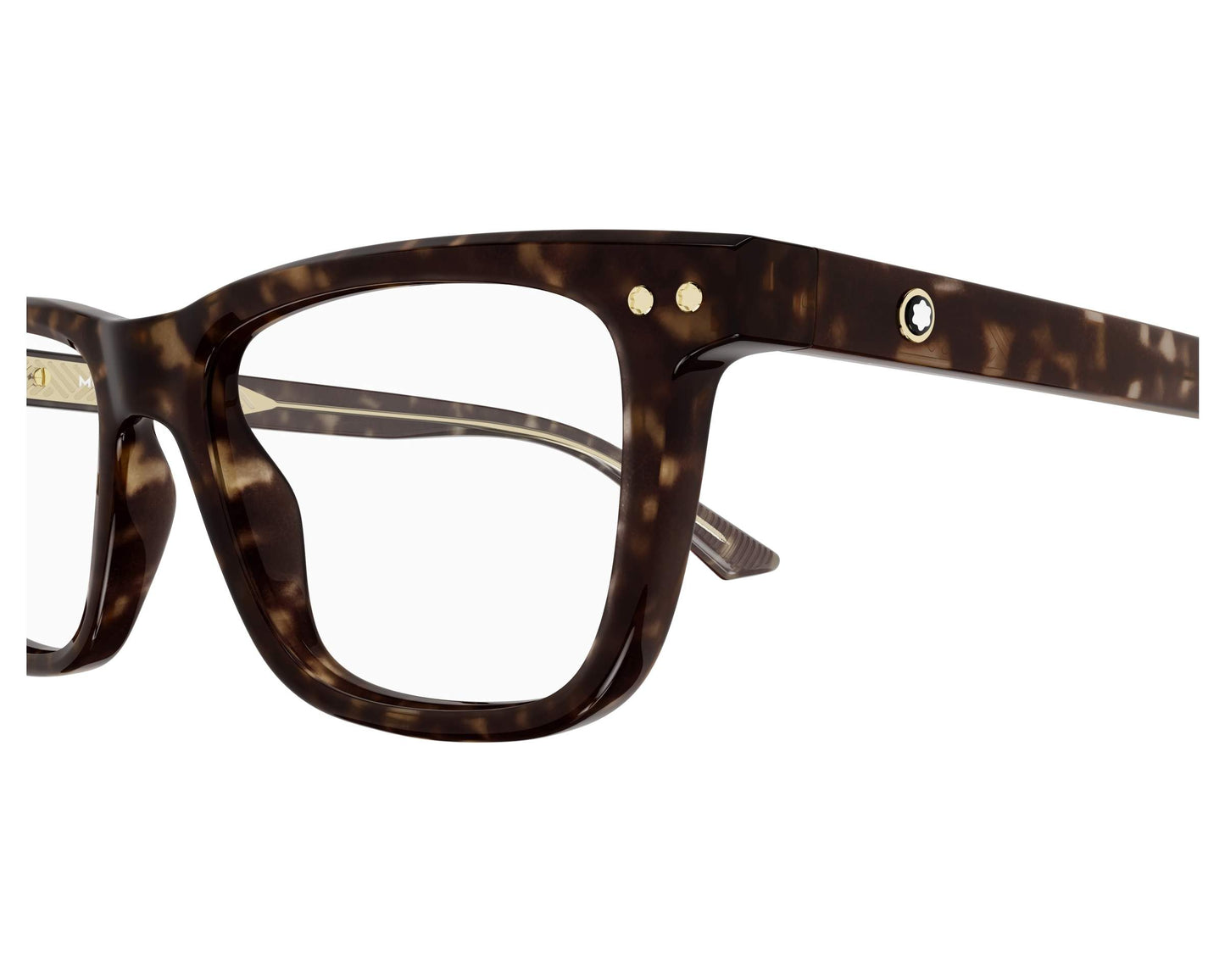 Montblanc MB0322O Rectangle Eyeglasses in Shiny Dark Havana, detail view