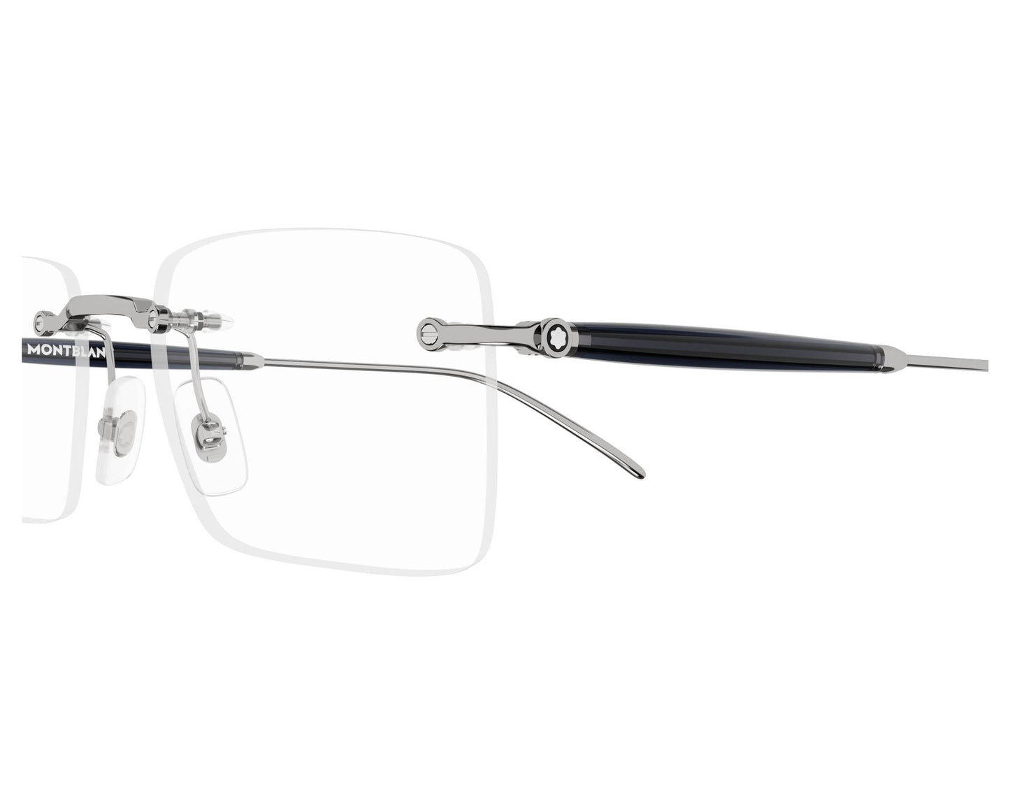 Montblanc MB0411O Rectangle Eyeglasses in Ruthenium, side view