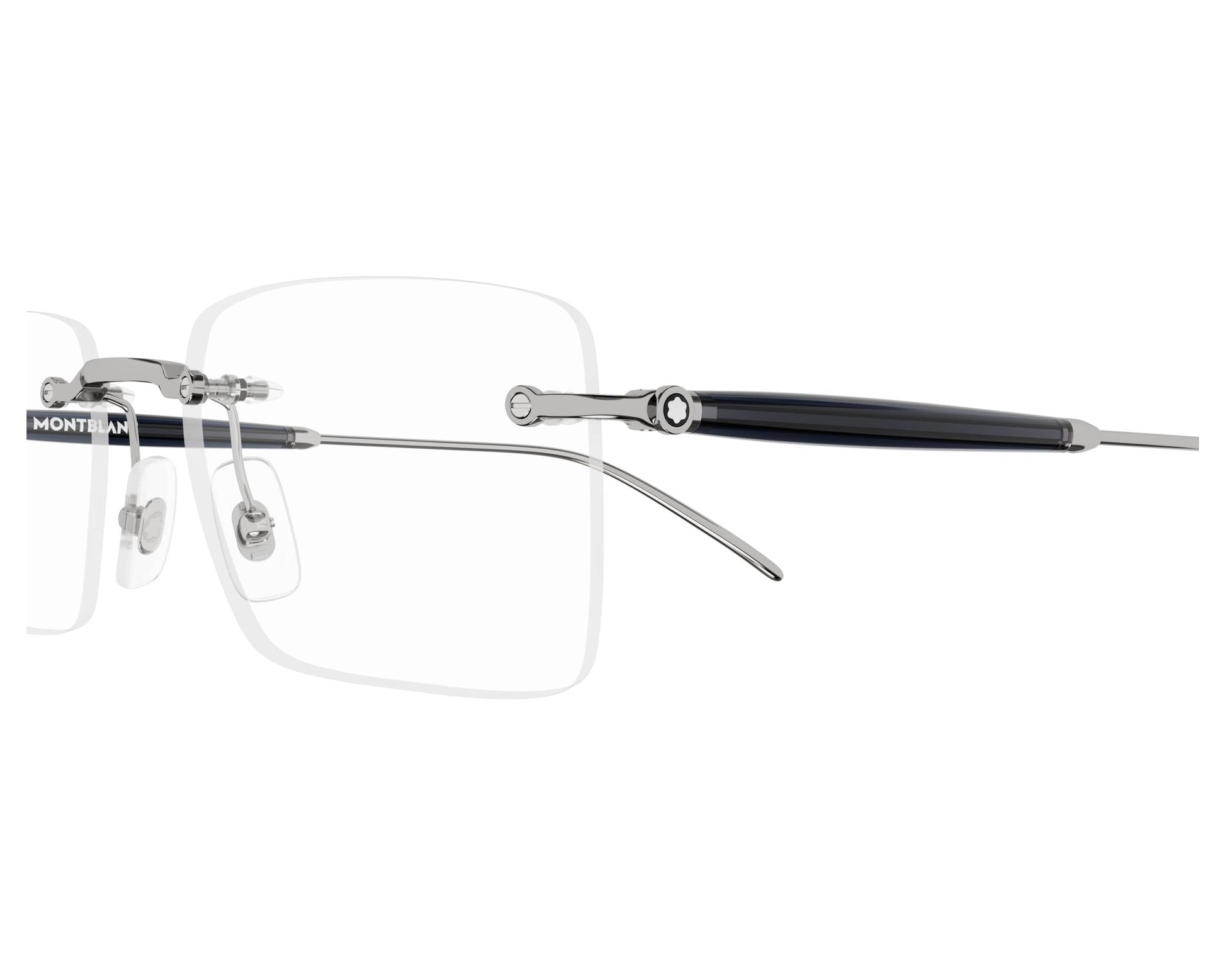 Montblanc MB0411O Rectangle Eyeglasses in Ruthenium, side view