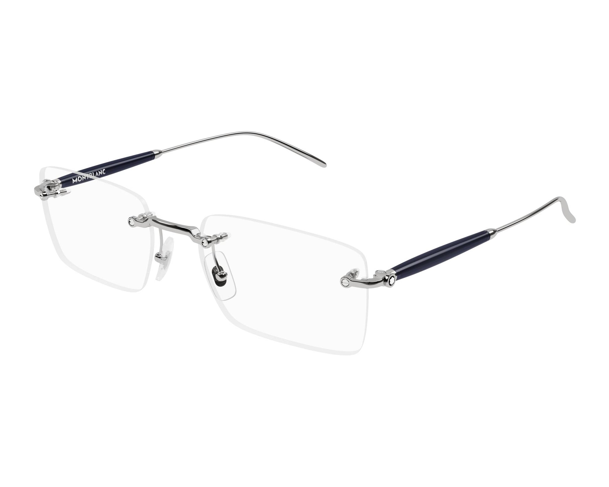 Montblanc MB0411O Rectangle Eyeglasses in Ruthenium, angle view
