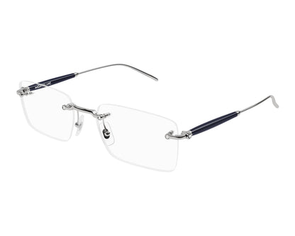 Montblanc MB0411O Rectangle Eyeglasses in Ruthenium, angle view