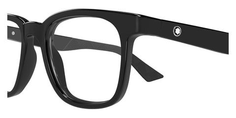 Montblanc MB0433O Square Eyeglasses in Shiny Black, angle view