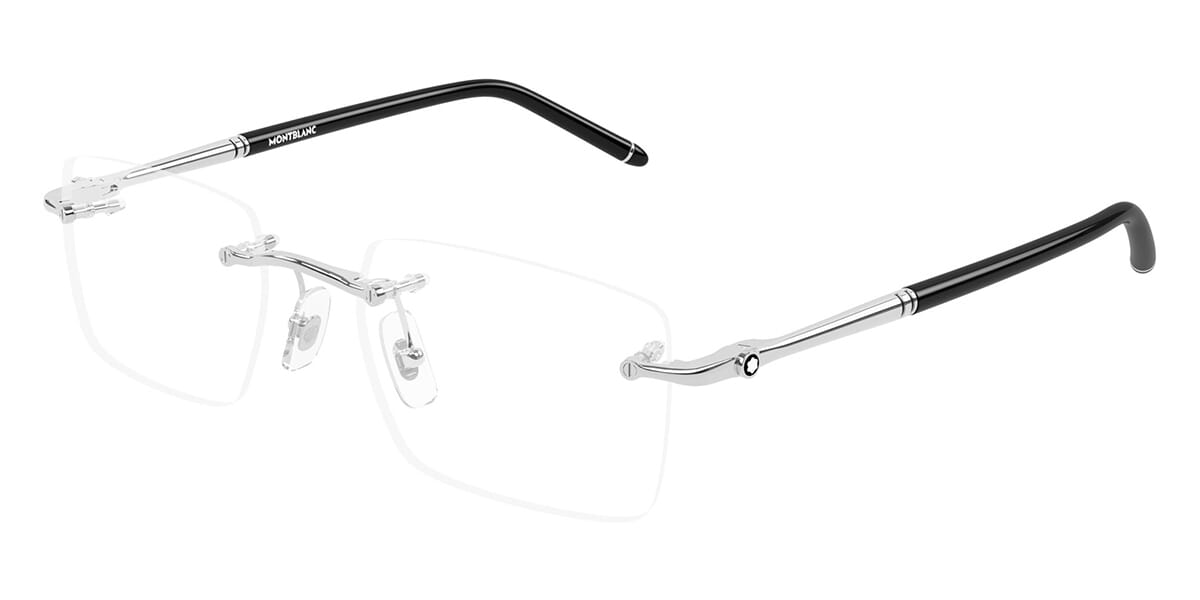 Montblanc MB0444O Square Eyeglasses in Shiny Silver, front view