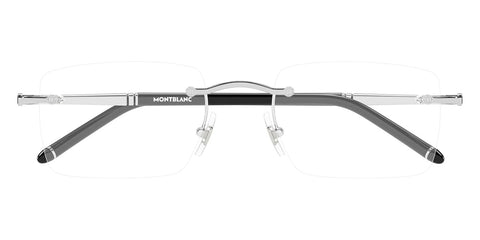 Montblanc MB0444O Square Eyeglasses in Shiny Silver, side view