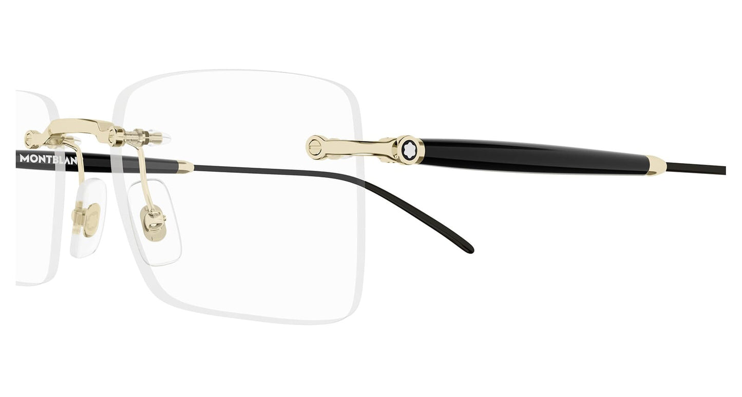 Montblanc MB0411O Rectangle Eyeglasses in Gold, angle view