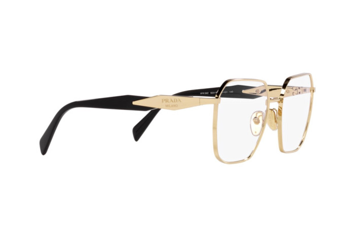 Prada PR56ZV Square Eyeglasses in Pale Gold, detail view