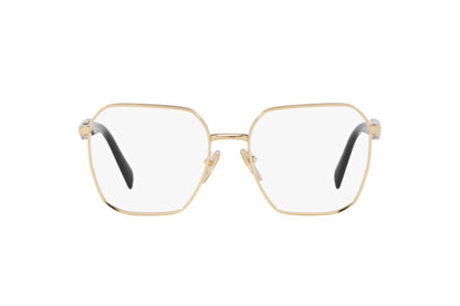 Prada PR56ZV Square Eyeglasses in Pale Gold, detail view