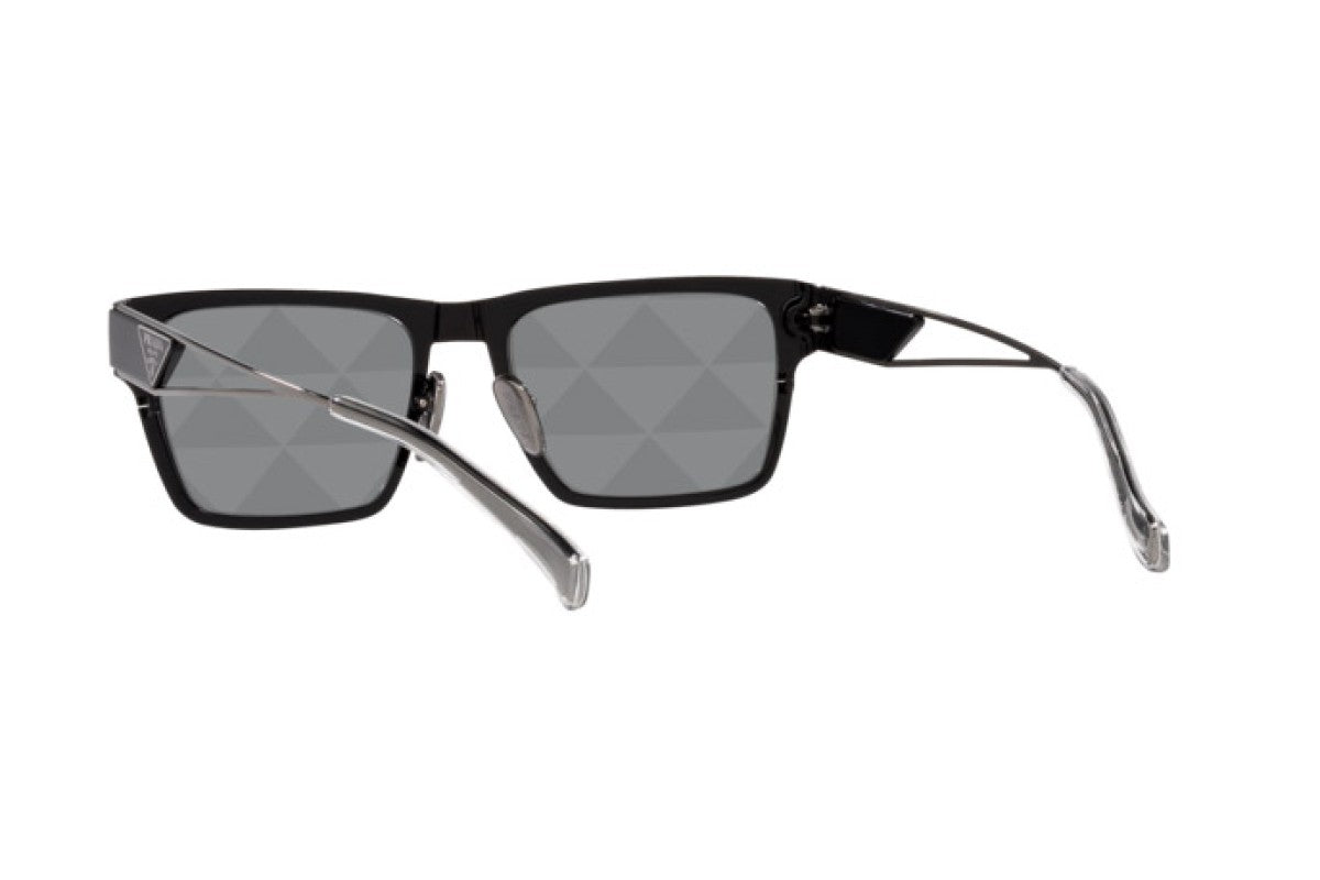 Prada PR71ZS Rectangle Sunglasses in Grey Silver Mirror / Black, side view