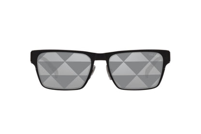 Prada PR71ZS Rectangle Sunglasses in Grey Silver Mirror / Black, detail view