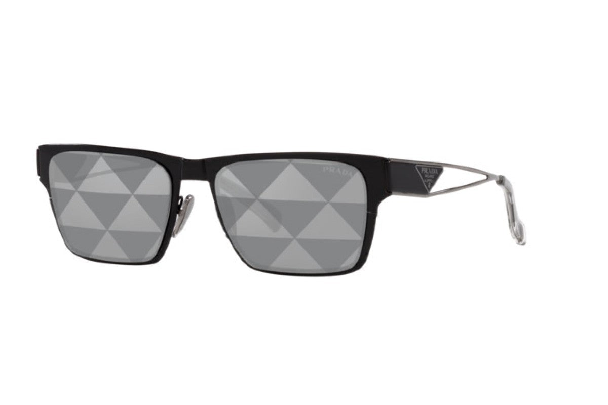Prada PR71ZS Rectangle Sunglasses in Grey Silver Mirror / Black, front view