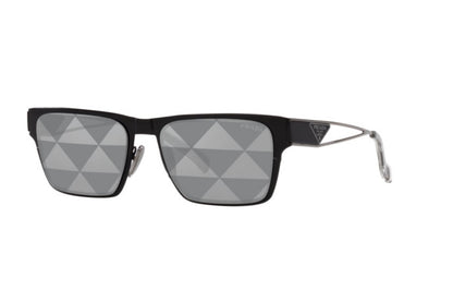 Prada PR71ZS Rectangle Sunglasses in Grey Silver Mirror / Black, front view