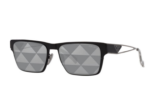 Prada PR71ZS Rectangle Sunglasses in Grey Silver Mirror / Black, front view