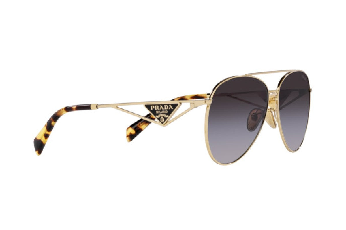Prada PR73ZS Aviator Sunglasses in Grey Gradient / Pale Gold, detail view