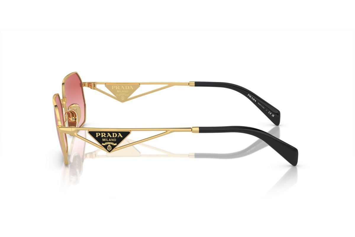 Prada PRA51S Geometric Sunglasses in Pink Red Gold, side view