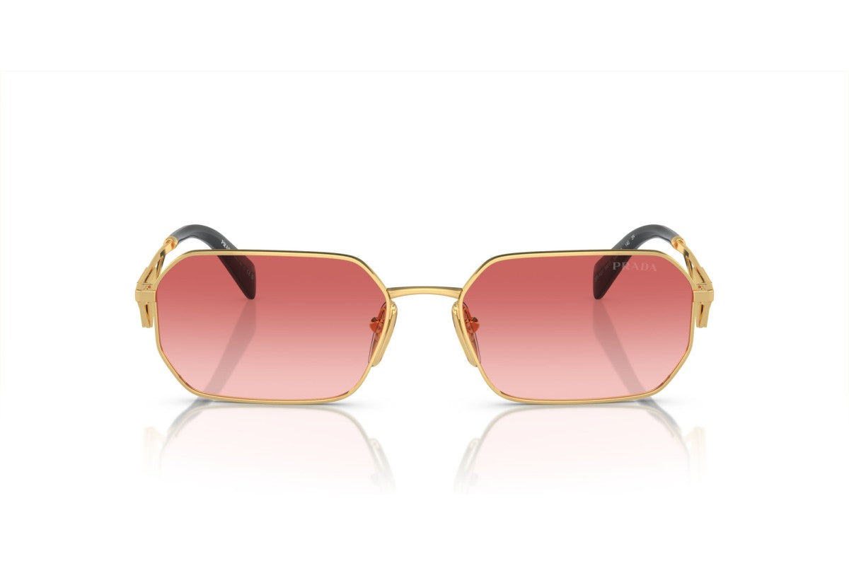Prada PRA51S Geometric Sunglasses in Pink Red Gold, back view
