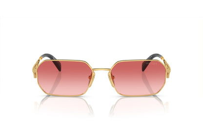 Prada PRA51S Geometric Sunglasses in Pink Red Gold, back view