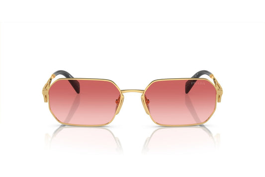 Prada PRA51S Geometric Sunglasses in Pink Red Gold, back view