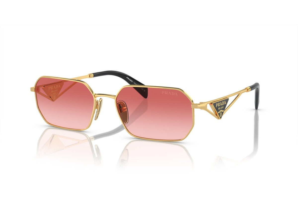 Prada PRA51S Geometric Sunglasses in Pink Red Gold, front view